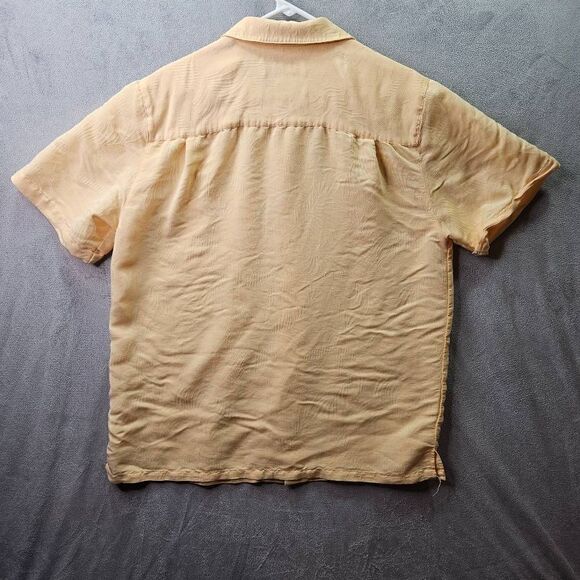 Joe Marlin Shirt Mens Sz L Yellow Hawaiian Short Sleeve Beach Palm Tree Button U - Picture 6 of 8